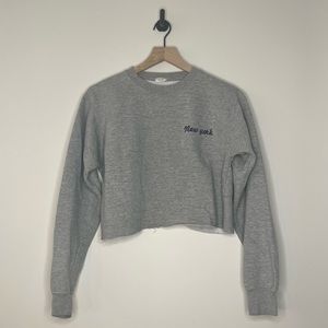 Brandy Melville John Galt Heather Gray Cropped Crew Sweatshirt (OS)